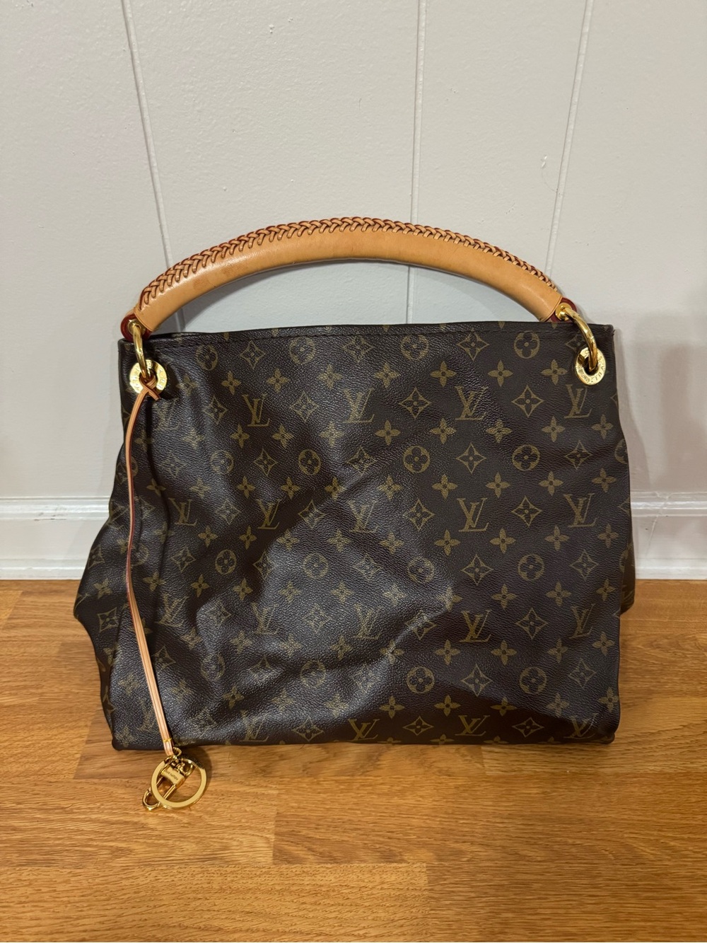 Louis Vuitton Artsy MM Monogram Canvas Leather Tote Shoulder Bag Purse Handbag